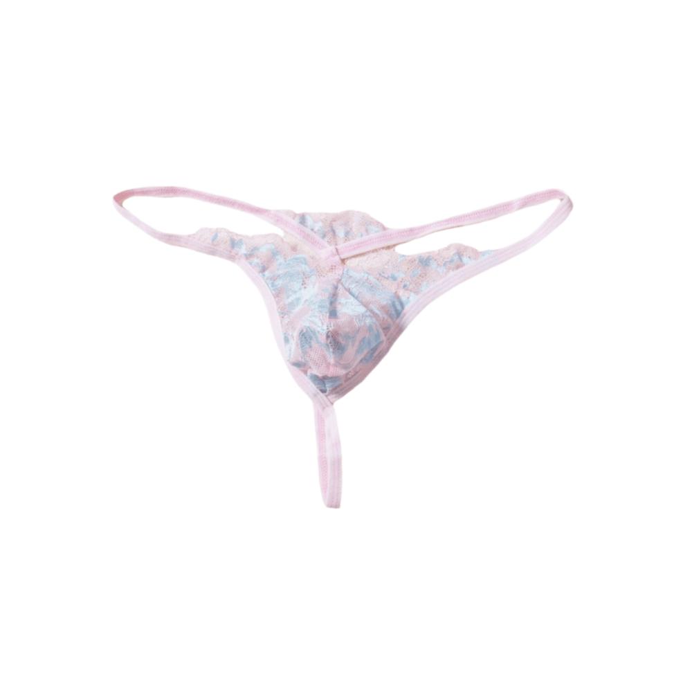 Low Waist Men's Lace Thong Transparent T-back Briefs Men Breathable Mesh Sheer Panties Role Play