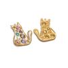 2Pcs Stainless Steel Zircon Animal Cat Dog Charms Swan Pendant DIY Jewelry Findings Sweater Necklace Bracelet Earrings Making