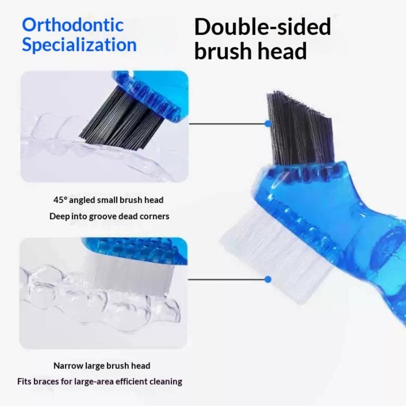 Mini Denture Cleaning Brush with Dual Heads Soft Bristle Toothbrush for False Teeth Oral Care for Elderly at Home or 