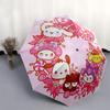 1pc Hello Kitty & Friends Wreath Design Automatic Opening/Closing Umbrella with Portable Tri-Fold Design, 8-Bone Iron Frame Outdoor Umbrella, Festive