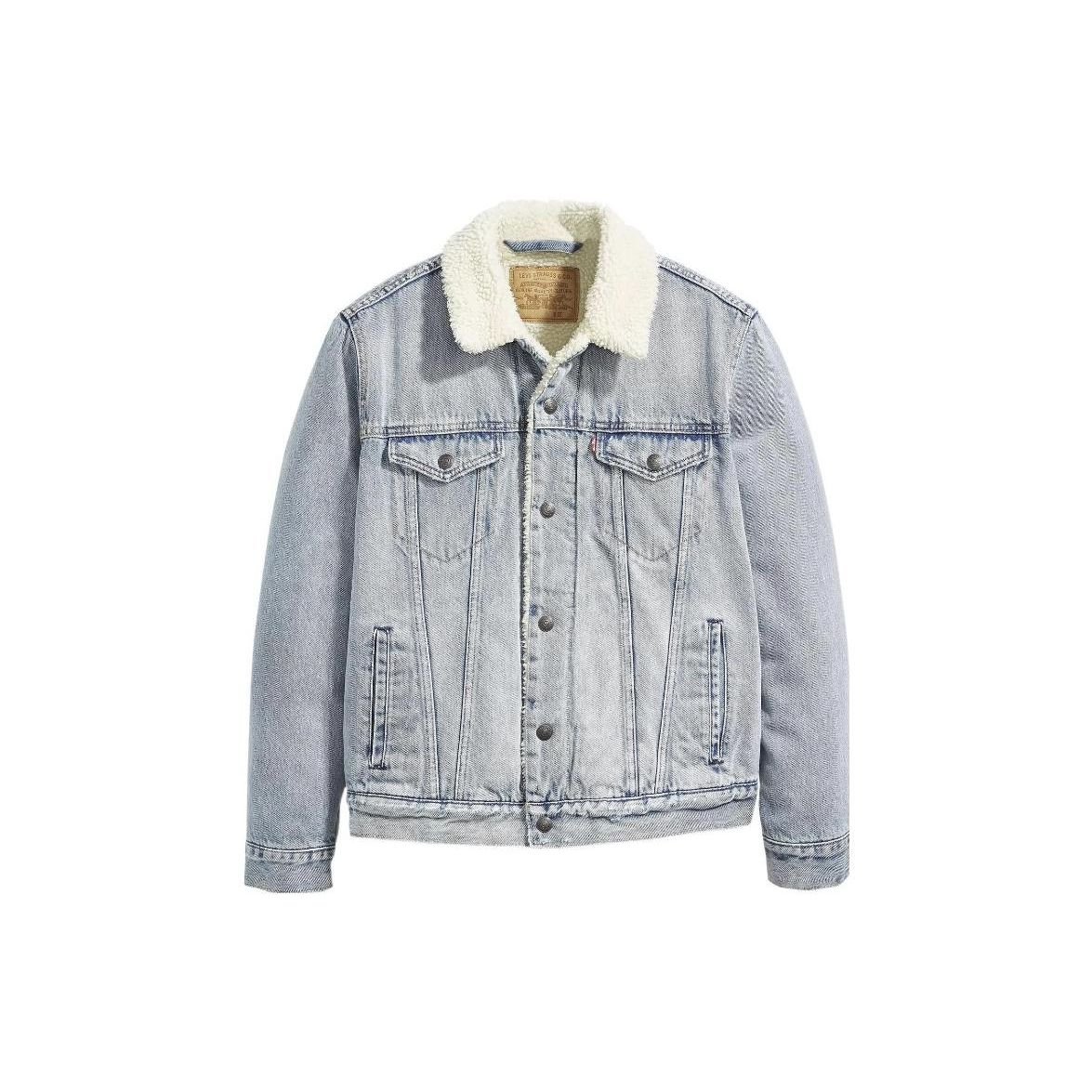 

Levis Однотонная джинсовая куртка с воротником-шерпа и длинными рукавами Мужские куртки Синяя 79129-0020 XS