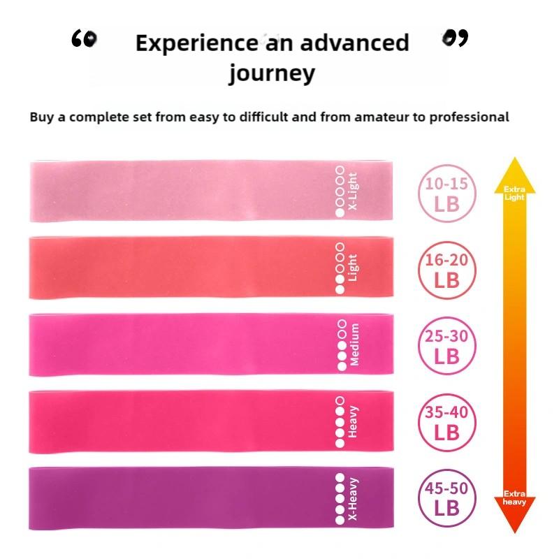 Pink Booty Bands 5-Set for Lifts & Toning - Non-Slip Elastic Loops for Home Gym, Travel - Workout Guide Included