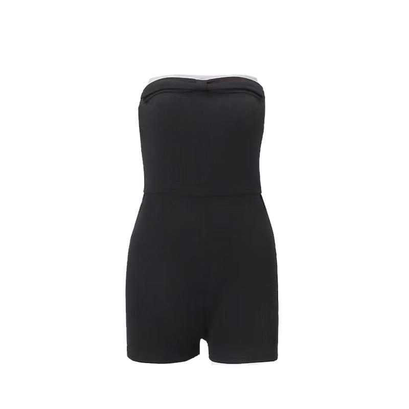 Summer New Strapless Backless Y2K Sexy Rompers Women Solid Slim Fit One-piece Casual Jumpsuits Women Outfits Elegant High Waist Women's Bodysuit 25746