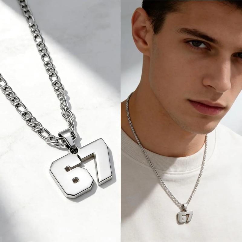 Punk Retro Style Minimalist Versatile 67 Sports Jersey Digital Pendant Casual Fashion Necklace