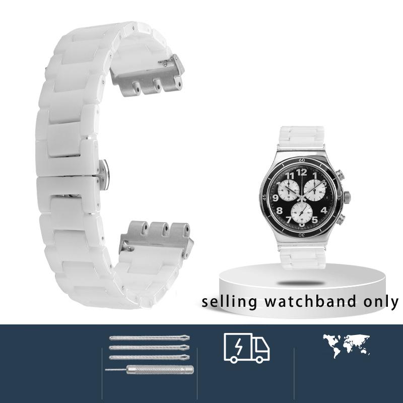 

Двойной выпуклый керамический ремешок для часов Swatch three eye YVS420 YVS454 451 керамический ремешок для часов 21 мм браслет 21mm