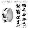 1roll/500Pcs Healing Black Cat Stickers Creative Graffiti Gift DIY Handmade Album Scrapbooking Decorative Paper Supplies