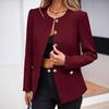 Women's Slim-Fit Round Neck Long Sleeve Button Pocket Lined Cardigan Top Jacket
