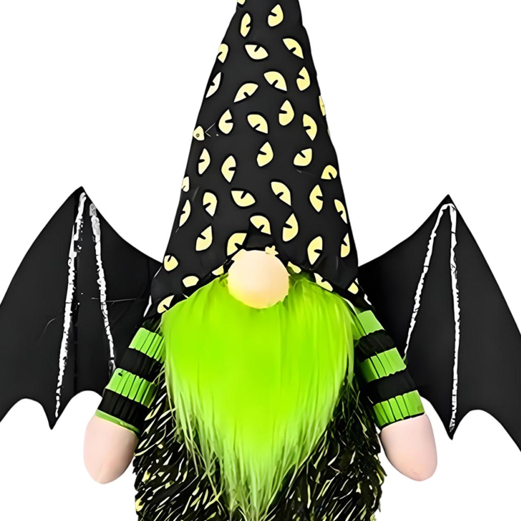 Bat Gnome Halloween Home Decor W/ Bat Wing Halloween Gnome Doll Halloween Dwarfs Plush Decor for Bedroom and Garden Decoration
