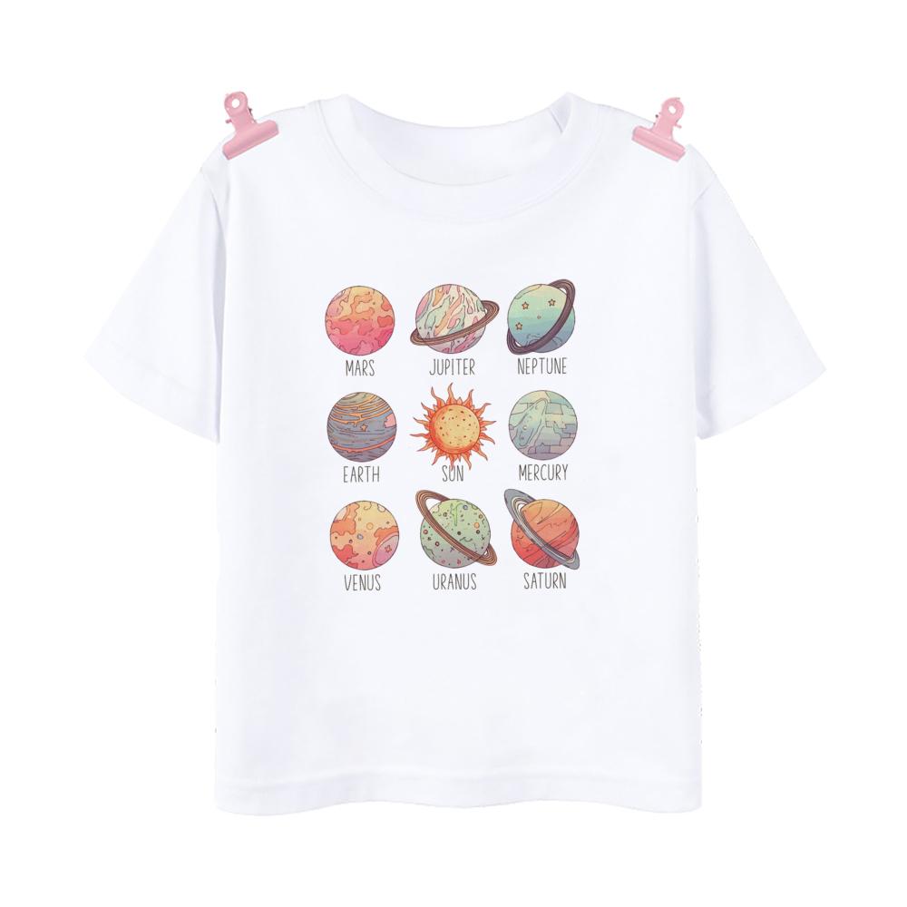 Planet Print Children's Shirt Planet Lover Preschool and Youth Shirt Space Lover Children's T-shirt Scientific Clothing Children's School Shirt