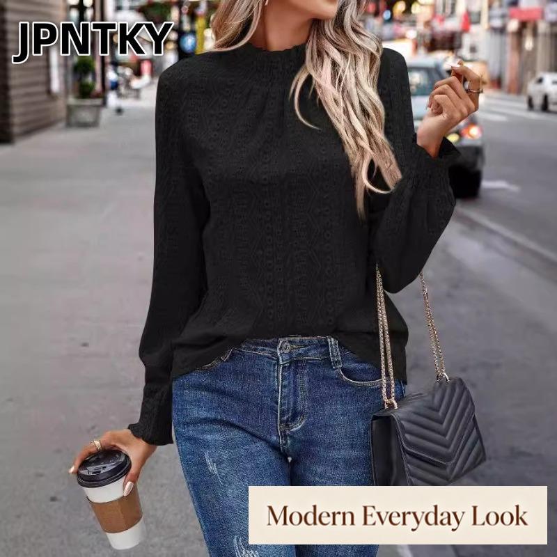 JPNTKY Women's Fashion Casual O-Neck Long Sleeve Blouses & Shirts