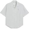 Striped Logo Loose Fit Short Sleeve Button Down Shirt Men Shirts Light-Blue HSH292CO0113-1041