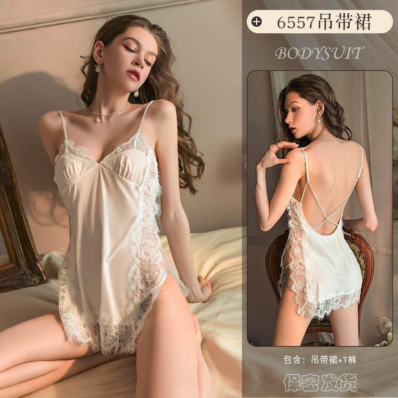 Erotic Lingerie Women'S Sexy Lace Pajamas Test Split Ends Uniform Temptation Hot Passion Nightgown 6557