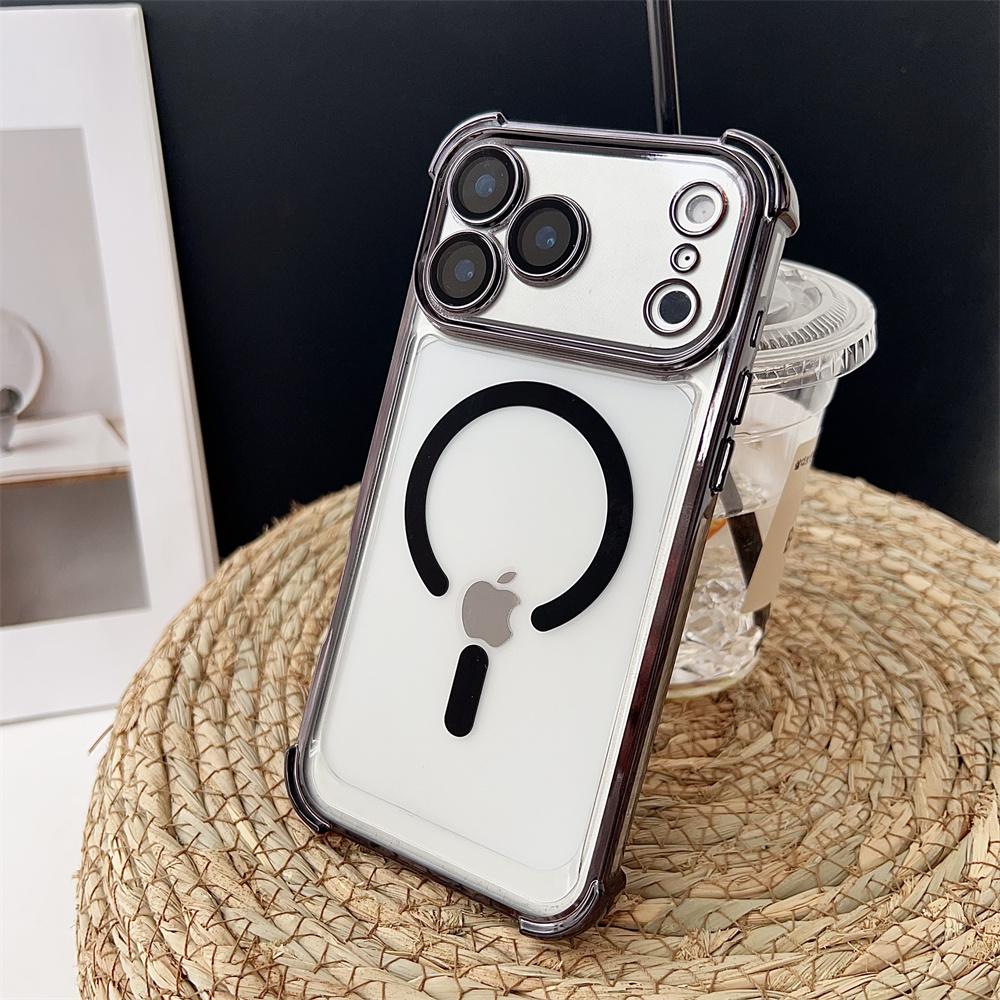 New Plating Transparent Shockproof Magnetic Phone Case For iPhone 17 17 Air 17Pro 17 Pro Max For Magsafe Wireless Charge Cover
