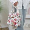 Vintage Floral Fabric Handbag - Thickened Work Tote with Front Zipper Pocket, Portable Cup Box Storage Bag, Semi-Sealed with Zipper Closure
