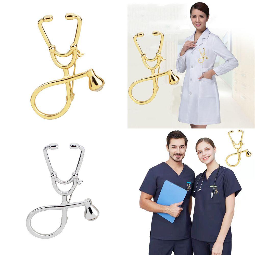 

Серебристые ювелирные изделия, булавка для пальто, булавка для лацкана, булавка для медсестер, булавка для врачей, броши в виде стетоскопа, значки на воротнике на пуговицах