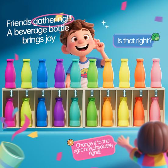 1 Set Bottle Color Matching Toy with 10/20 Colorful Bottles Children Toddlers Boys Girls Memory Training Bottle Color Match Educational Board Game
