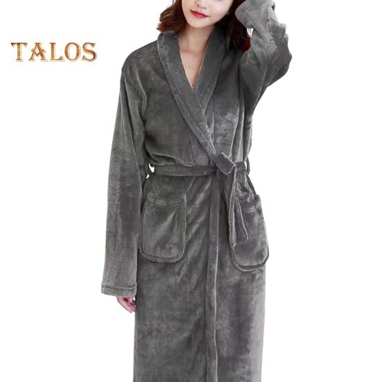 

Мужской и женский плюшевый флисовый банный халат длиной до колена с завязкой-лацканом, впитывающий воду, зимняя домашняя одежда, повседневная одежда для сна M