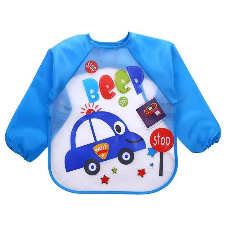 Baby Waterproof Bibs Apron Boys Girls Burp Cloth Toddler Child Newborn Feeding Painting Infant Long Sleeve Draw Animal Cartoon