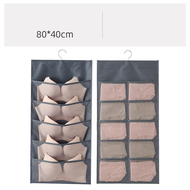 Pockets Hanging Bag Socks Bra Underwear Rack Hanger Clear Mesh Oxford Cloth Double Sided Hanging Bag Storage Organizer Bag