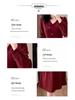 HXFS8213 Romantic Retro Red Dress - Women's High-End V-Neck French Hepburn Skirt for 2025 Autumn/Winter