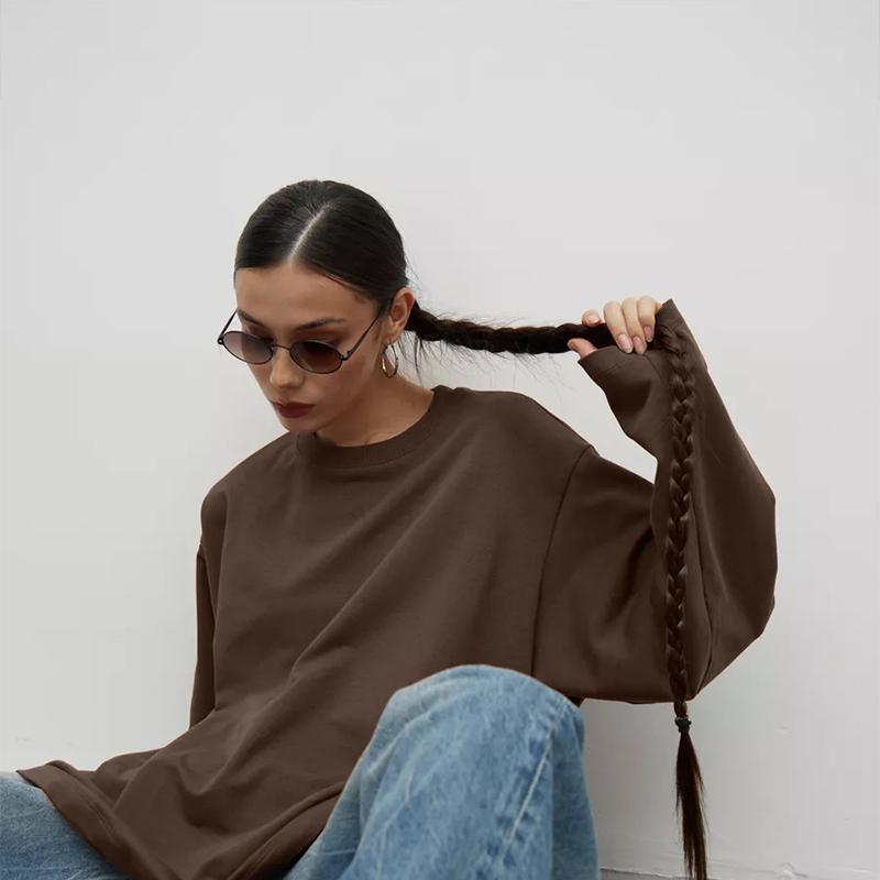 Basic Casual O-neck Cotton T-Shirts Women Autumn Long Sleeves Loose Tops Oversized Soft Versatile Solid Color Pullover