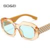 SO&EI Retro Polygon Square Candy Colors Γυαλιά ηλίου Γυναικεία μόδα καρό διακόσμηση Γυαλιά αποχρώσεις UV400 Ανδρικά γυαλιά ηλίου σαμπάνιας