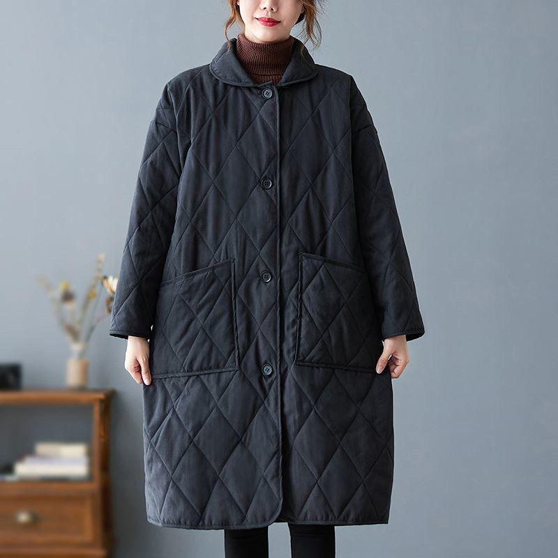 Thickened Cotton Coat for Plus Size Women - Loose, Warm, Mid-Length Winter Outerwear