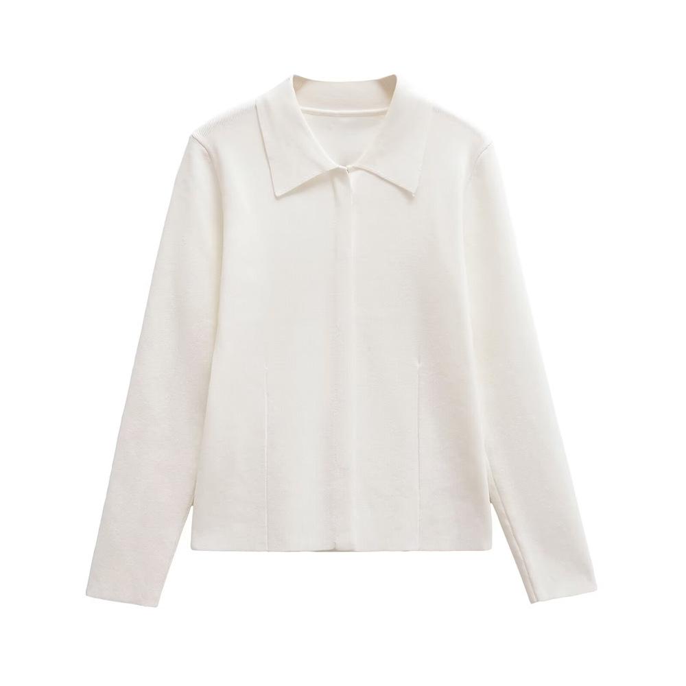 

Женский минималистичный вязаный кардиган с лацканами Осень/Зима 2024 L белый