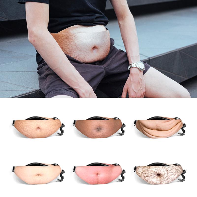 Bolsa de Cintura Engraçada Dad Bod Dinheiro Homens Bolsas de Viagem Cor da Pele Pochete Criativo Barriga de Cerveja Gordura Bolsa para Bum Bolsa de Cintura