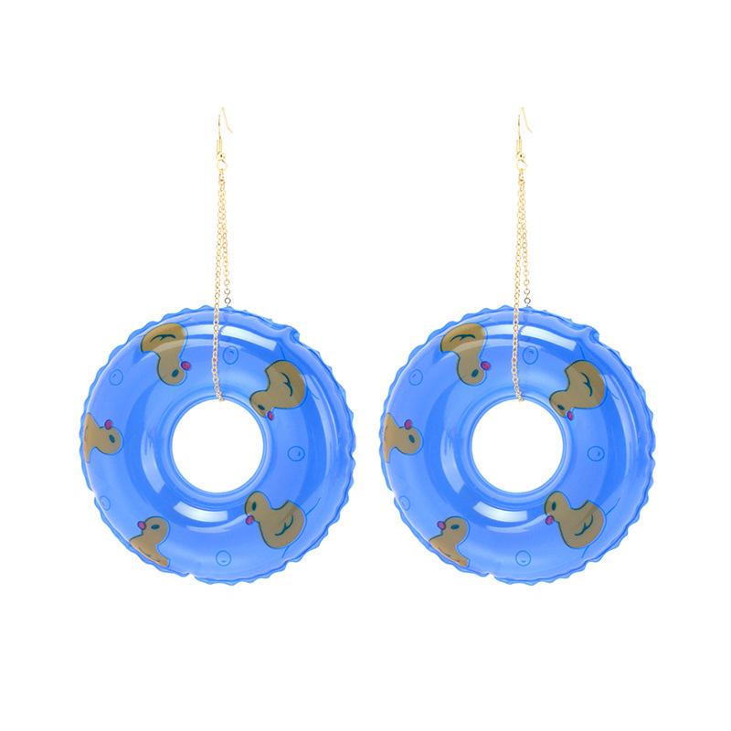 ins personalized creative cute cartoon swimming ring earrings, European and American new accessories exaggerated earrings