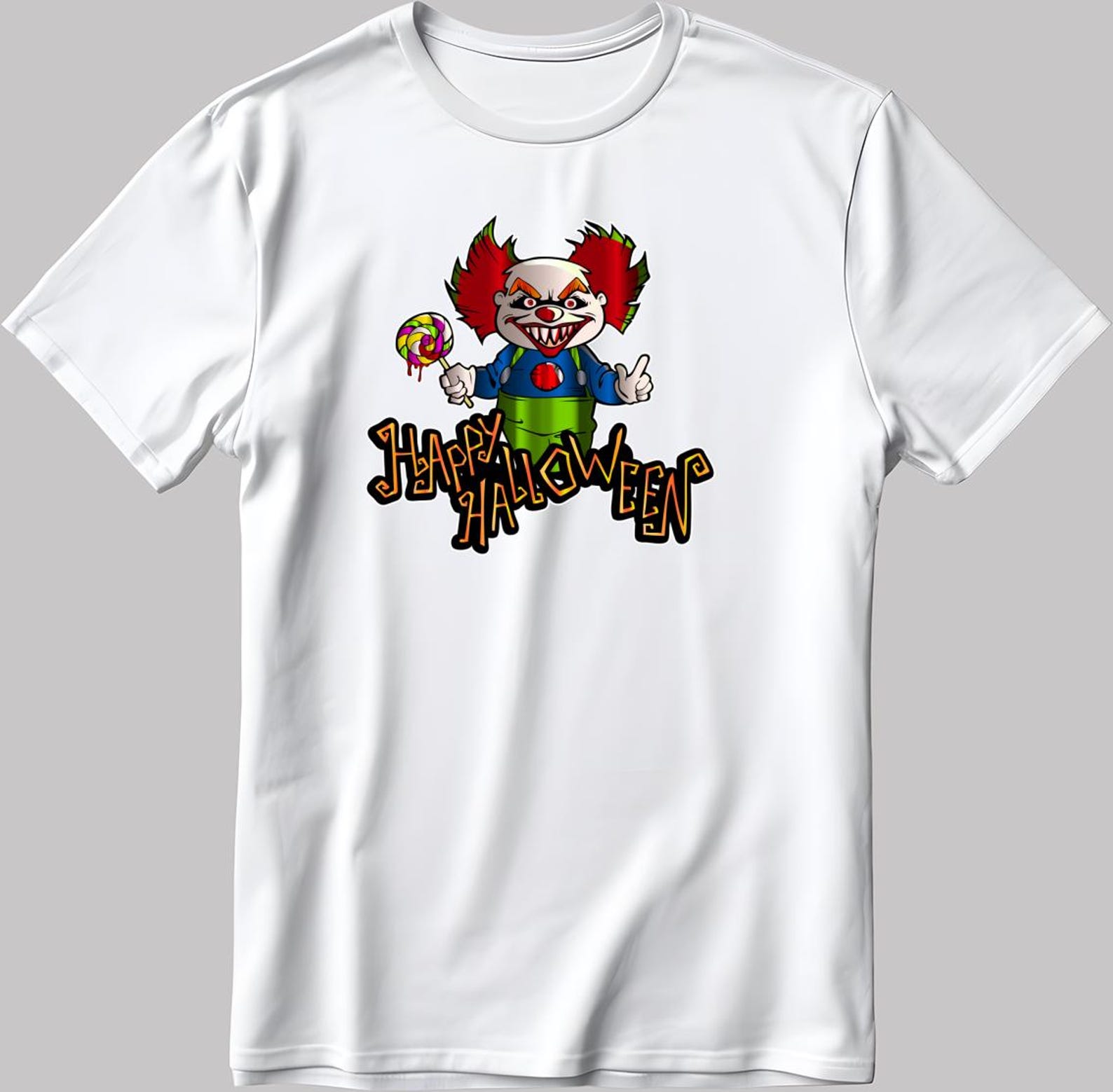 Happy Halloween Funny Evil Clown Short Sleeve White-Black Men s / Women s T-Shirt H605 XL