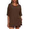A Simple Summer Commuting Solid-color Home Wear Set That Can Be Worn Over A Two-piece Set of Casual Shorts for Women