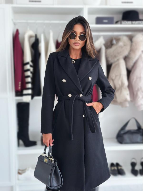 Herbst/Winter Damen Einfacher Mode Doppelreiher Wollmantel mit Gürtel