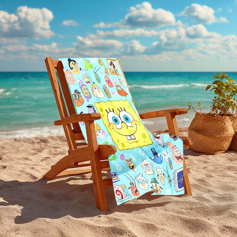 1Pc Spongebob Squarepants Characters Beach Towel Quick Dry Multiuse For Beach Pool Gym Yoga Home Travel Christmas Halloween Xmas Gift L131