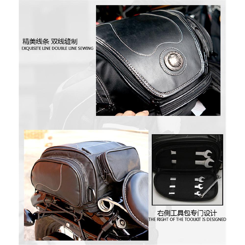 1X Waterproof Black Pu Leather Motorcycle Atv Scooter Rear Seat Luggage Tail Bag