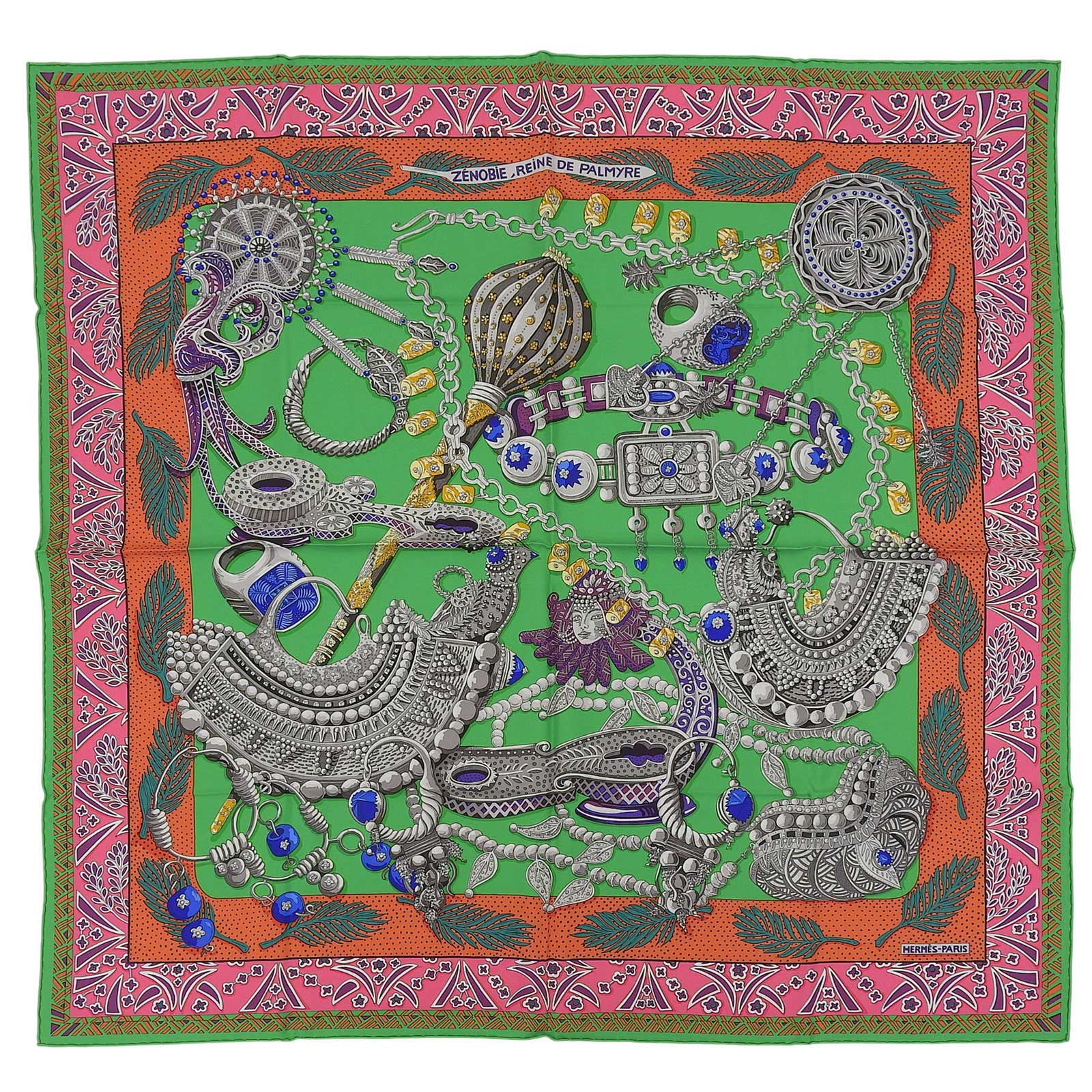 

Pristine HERMES scarf ZENOBIE REINE DE Zenobia, Queen of Palmyra silk Women Used