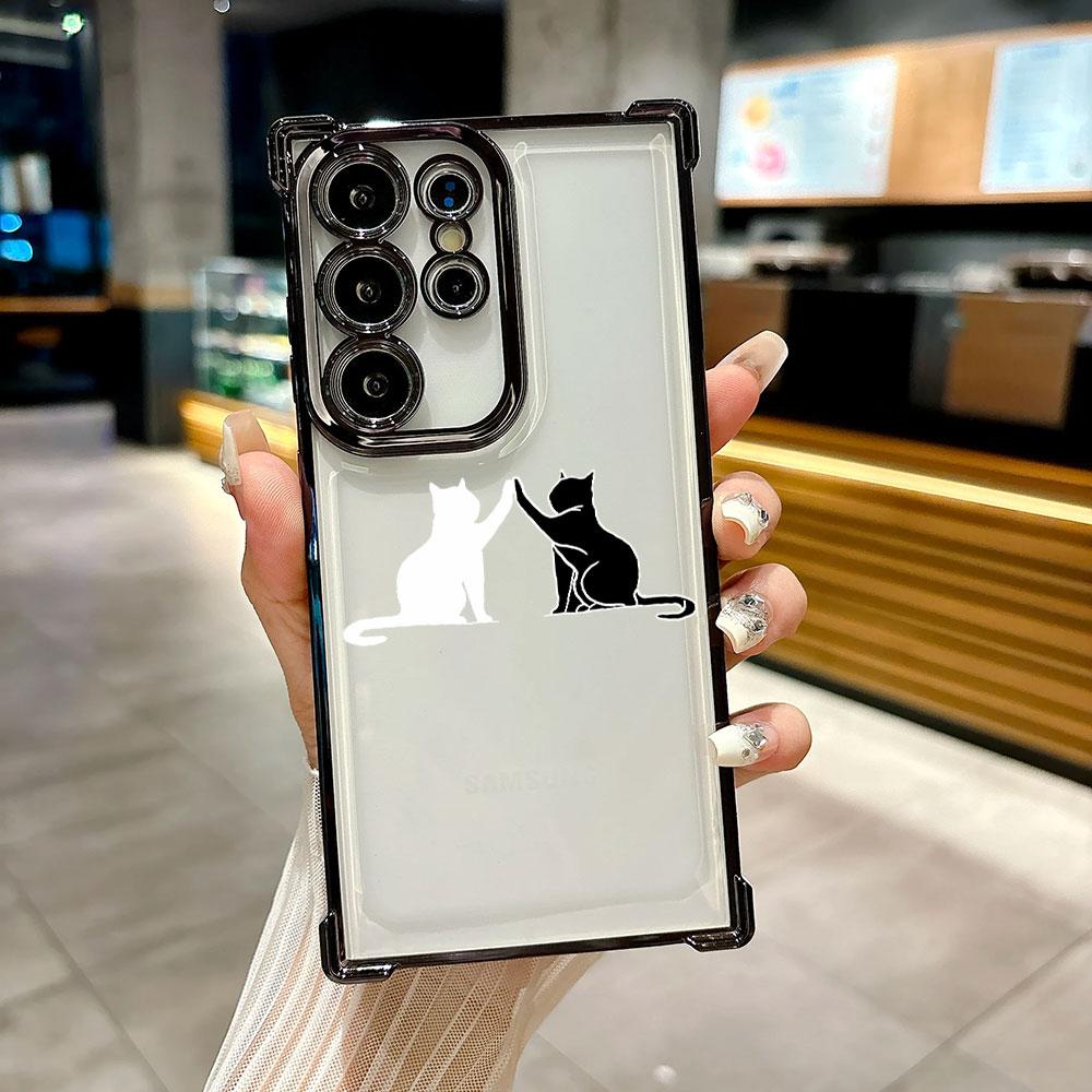 Funny Cat Black Line Art Cats Coque For Galaxy S26 Ultra Phone Case For Samsung S26 S25 S24 S23 S21 Ultra S20 FE S25 Plus Cover