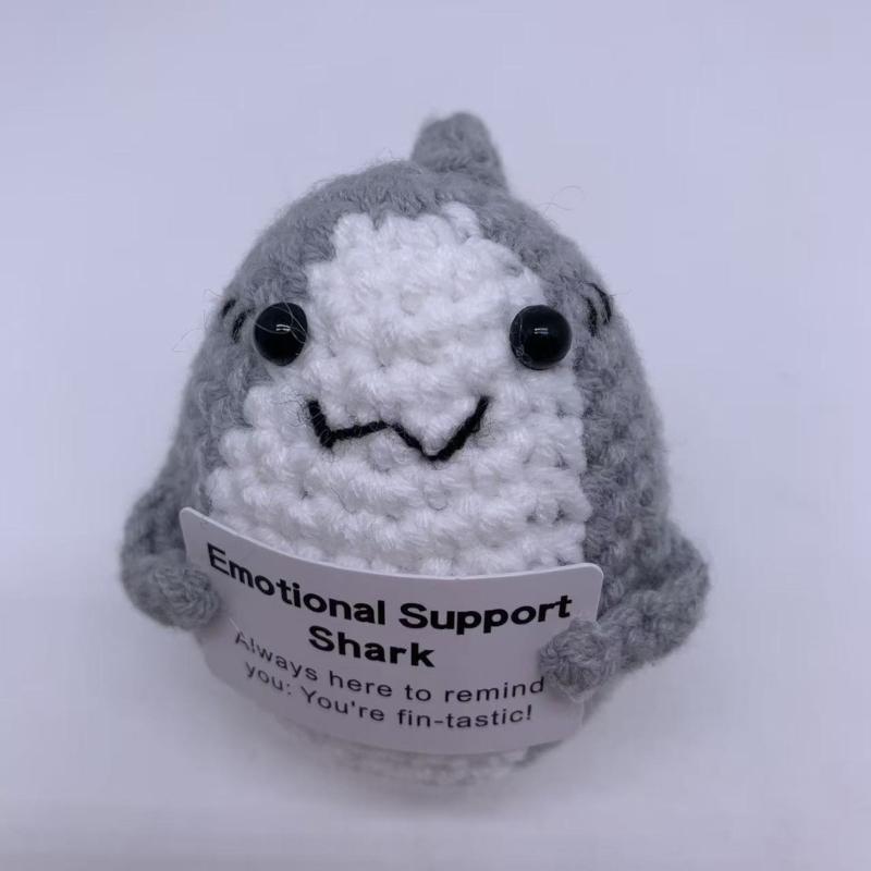 Handmade Cute Positive Vibes Shark Toy for Car Mirror Hanging Ornament Promotes Joy and Relaxation Driving Experience