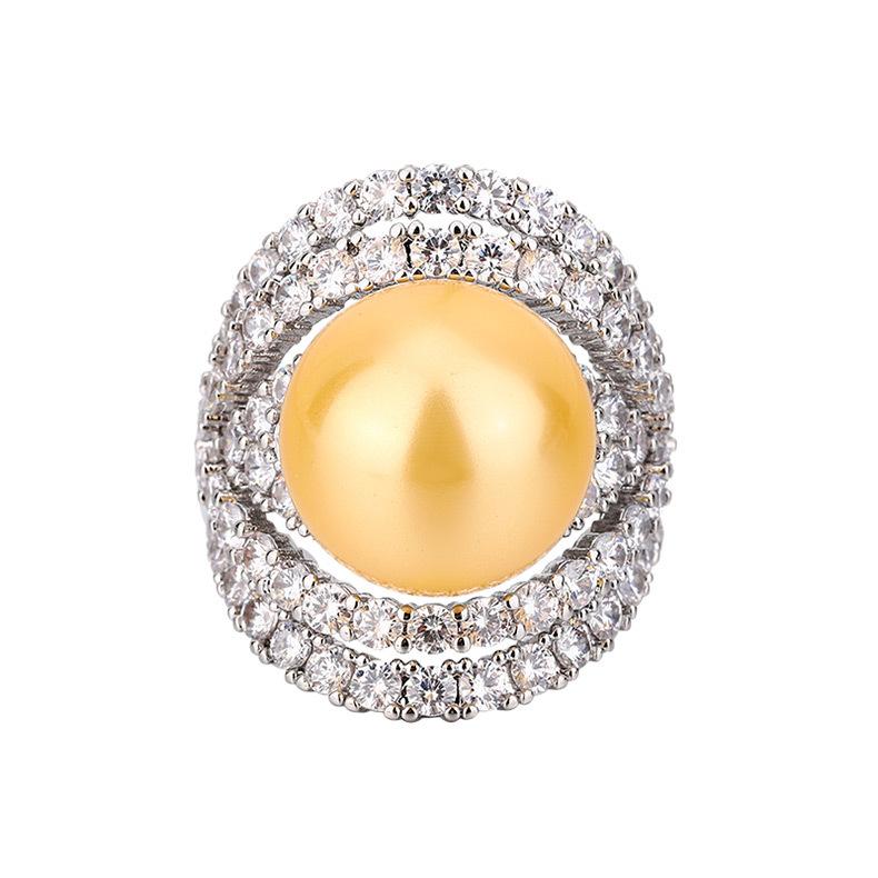 Ring Hua Mei Imitates Pearl Hollow Zircon Internet Famous Style Tahiti Fashion Sense Light Luxury Australian White Jewelry