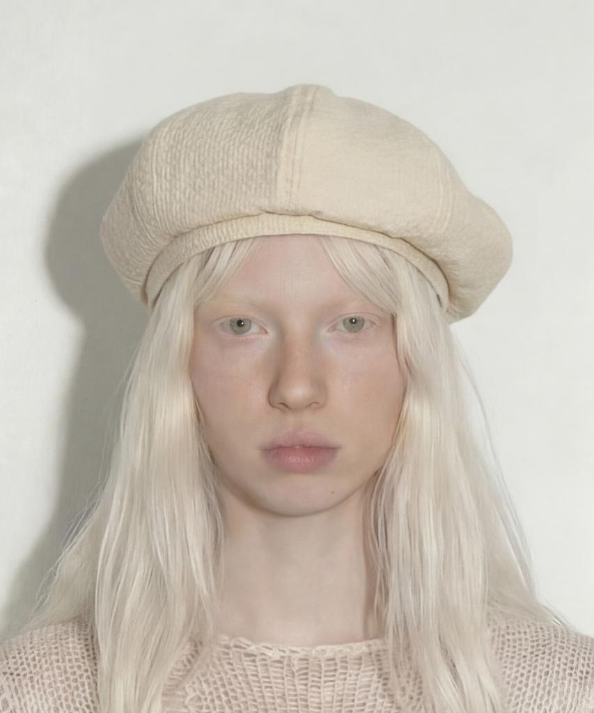 Eondeokeonteulolseutyudio Summer Beret Bread Beret / Bubble Seersucker / Beige