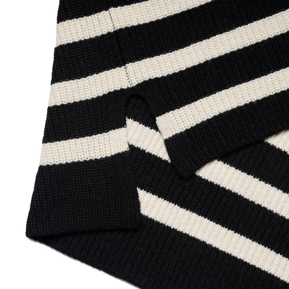 VERNO [Casual] Stripe Half Zip-Up Knit Black