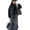 Girls' Stylish Korean Leather Jacket - 2025 Autumn/Winter Padded Coat for Big Kids