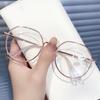 New Clear Glasses Women Polygonal Metal Frame Eye Glasses 0 Flat Mirror Girls Eyewear Anti Blue Light Glasses Fashion Eyeglasses