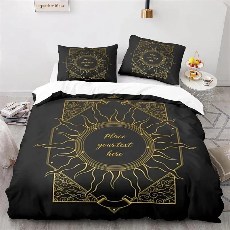 Boho Sun and Moon Duvet Cover Mysterious Astrology Bedding Set Microfiber Witch Wiccan Fortune-Telling Tarot Cards Quilt Cover