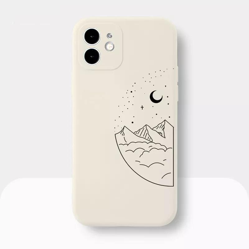 Couple Cartoon Aesth Sun Moon Silicone Shockproof Phone Case for Apple iPhone 16 15 14 13 12 11 Pro Max X XR XS 8 7 Plus Mini SE