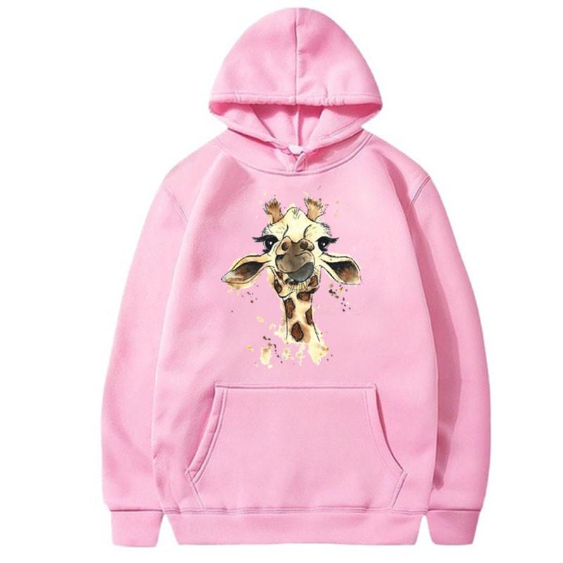 Giraffe Pattern Long Sleeve Hoodie