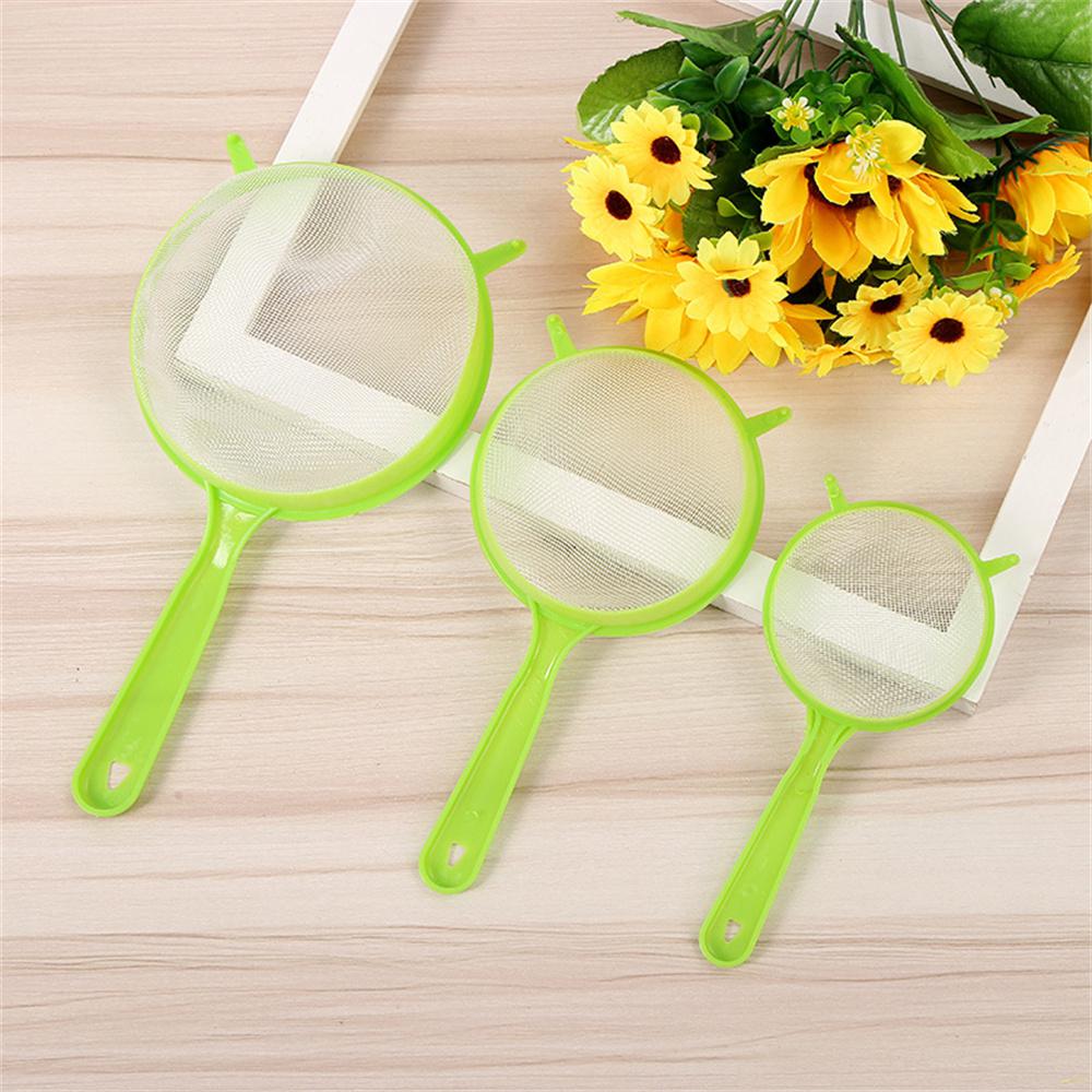 Set Plastic Fine Mesh Scoop Strainer Colander Flour Sieve With Handle Juice Tea Strainer Tool Kitchen Tools Accessories