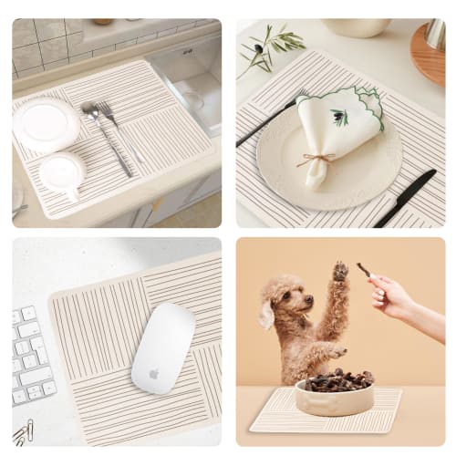 Mewind Dish Draining Mat, Diatomaceous Earth, Absorbent, Soft, Washable, Quick-Drying, Antibacterial, Non-Slip, Rollable for Storage, Oil-Resistant, E