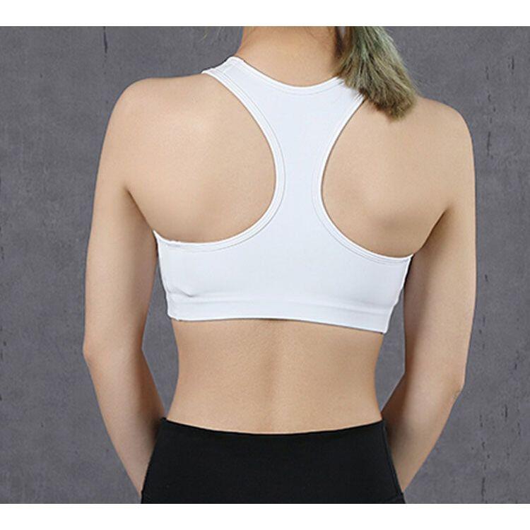 Nike Swoosh Dri-FIT Medium Support One-Piece Padded Polyester Letter Vintage Sports U-Neck Tight Sports Bra Women Sports Bra White BV3644-100
