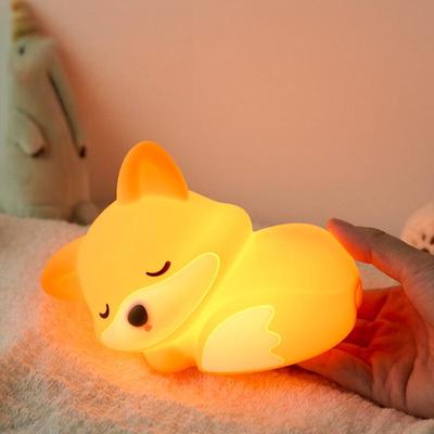 1 sada noční lampičky s liškou, silikonová, USB nabíjení, dotyková lampa, domácí umělecká dekorace, atmosféra u postele v ložnici, dárek k narozeninám pro kamaráda